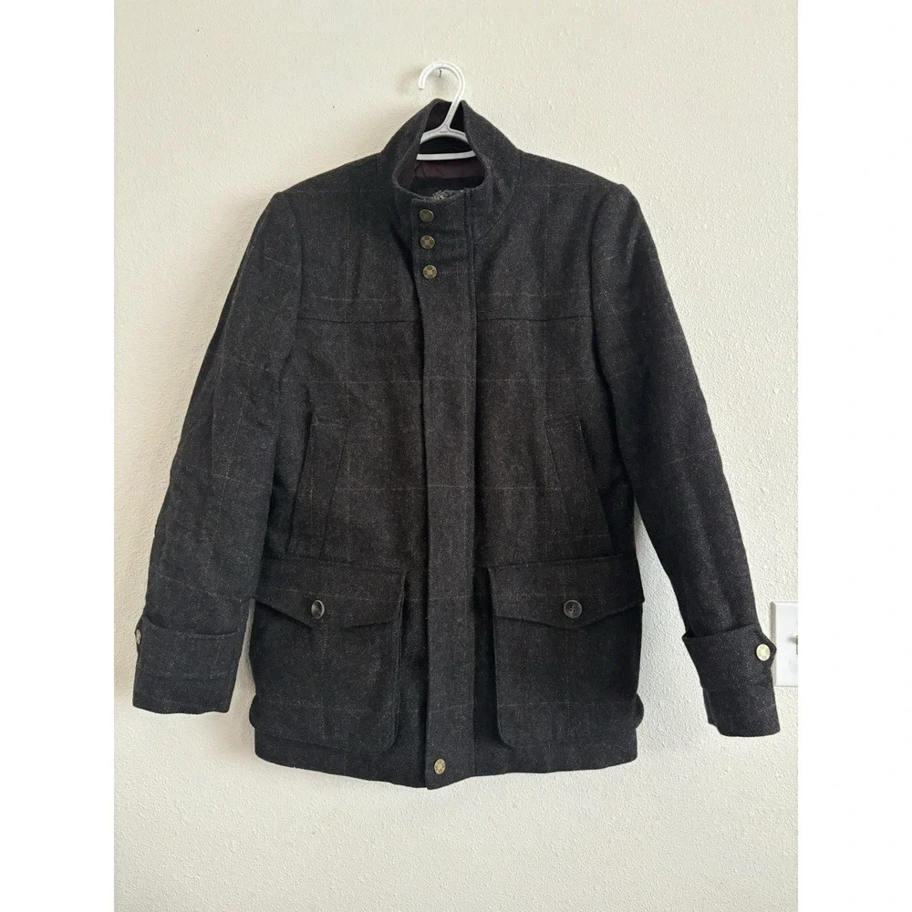 Vince Camuto Quilted Jacket Men's Wool Plaid Coat Small